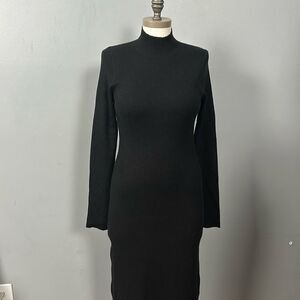 Mango Women’s Black Soft Stretchy Rib Bodycon Dress size 10